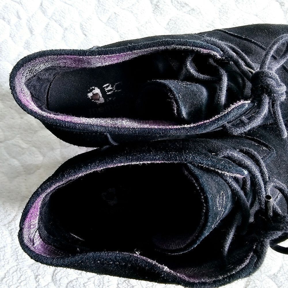 BOBS from Skechers Black Suede Wedge Ankle Booties - Picture 4 of 8